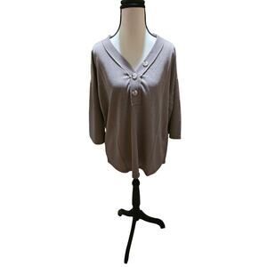 Andree by Unit Soft Gray Knit Top – 3/4 Sleeve – S